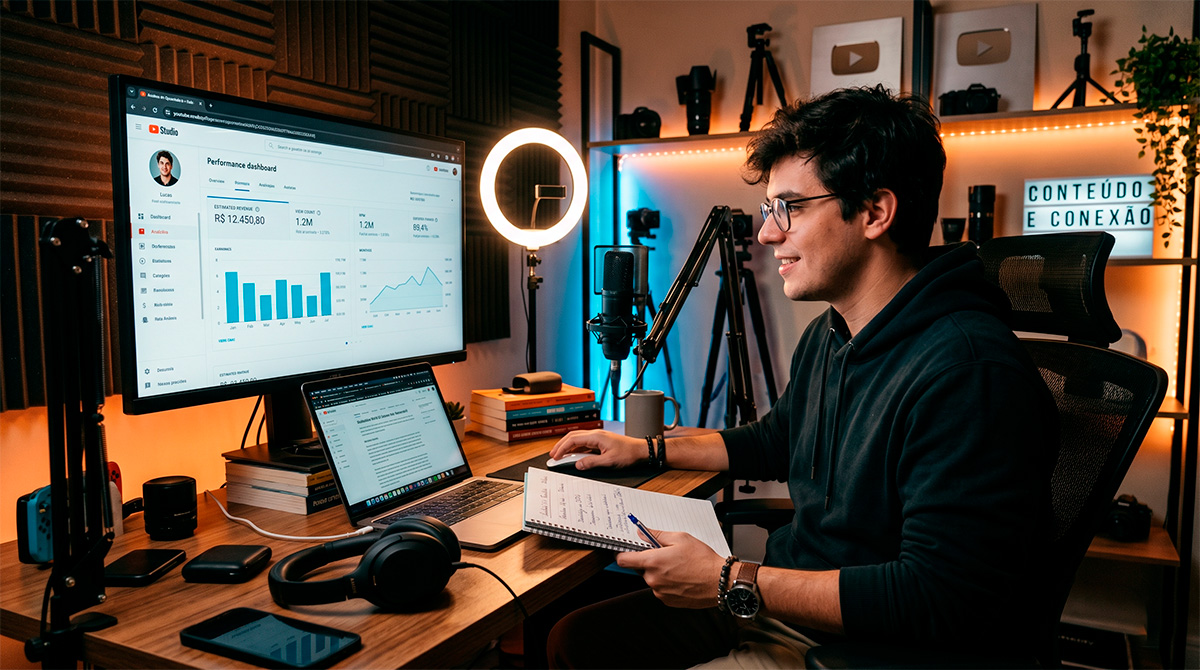 pessoa analisando ganhos com 1 milhão de visualizações