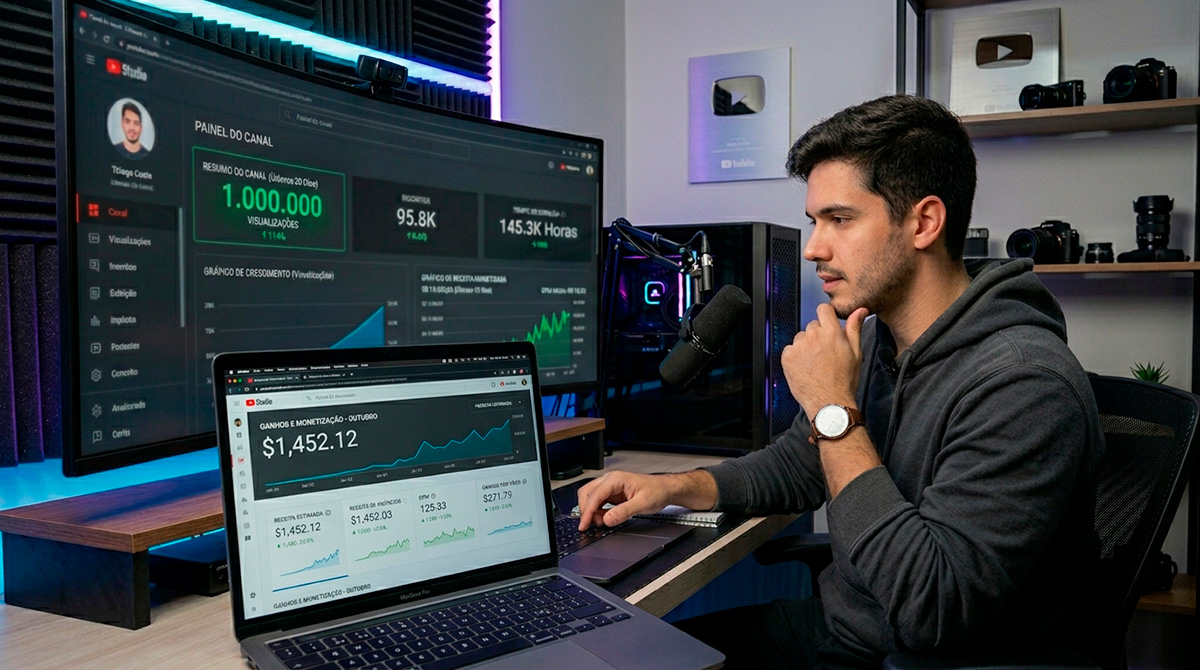 Criador de conteúdo aumentando receita com estratégias de monetização.