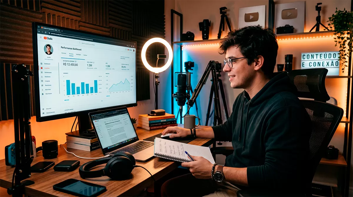 pessoa analisando ganhos com 1 milhão de visualizações