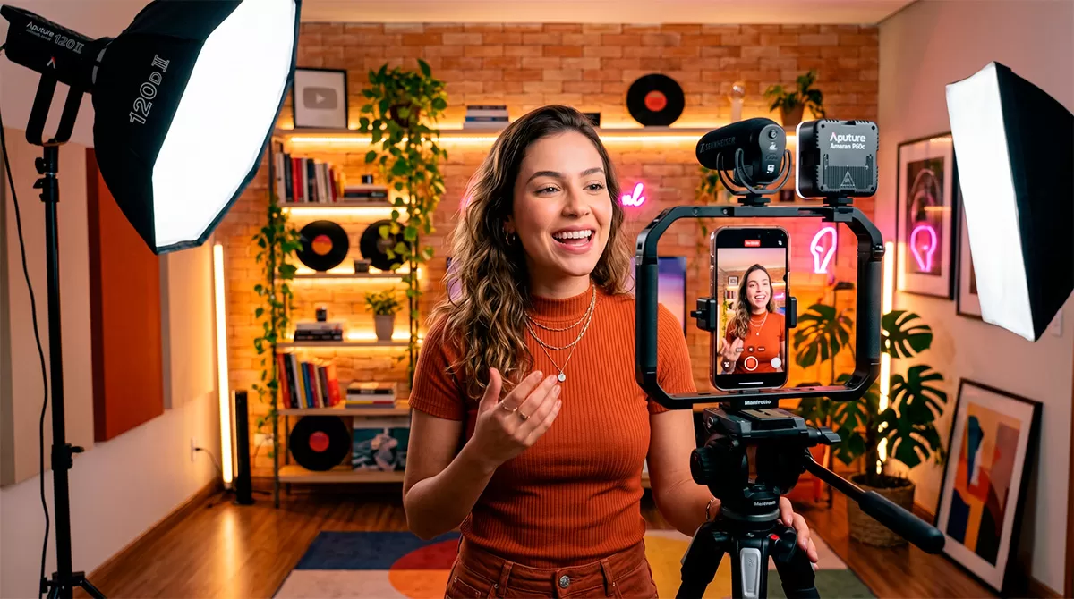 criador de conteúdo gravando vídeo para TikTok